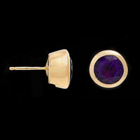 14K Yellow Gold Estate Amethyst Stud Earrings