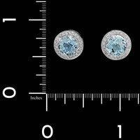 14K White Gold Estate Aquamarine and Diamond Earrings