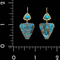 Suzy Landa 18K Yellow Gold Estate Turquoise Earrings
