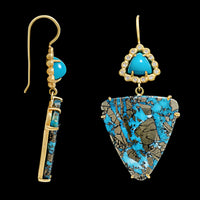 Suzy Landa 18K Yellow Gold Estate Turquoise Earrings