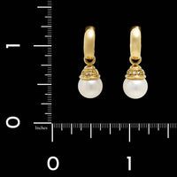 Mikimoto 18K Yellow Gold Estate Akoya Cutured Pearl and Diamond Earrings
