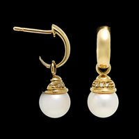 Mikimoto 18K Yellow Gold Estate Akoya Cutured Pearl and Diamond Earrings
