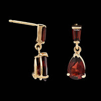 14K Yellow Gold Estate Garnet Earrings