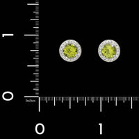 14K Yellow White Gold Estate Peridot and Diamond Earrings