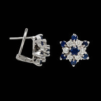 14K White Gold Estate Sapphire and Diamond Earrings