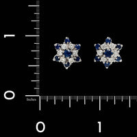 14K White Gold Estate Sapphire and Diamond Earrings