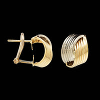 14K Two-tone Gold Estate Ribbed Earrings