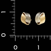 14K Two-tone Gold Estate Ribbed Earrings