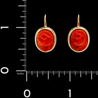 14K Yellow Gold Estate Coral Flower Earrings