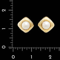18K Yellow Gold Estate Cultured Mabe Pearl Earrings