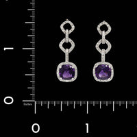 18K White Gold Estate Amethyst and Diamond Earrings