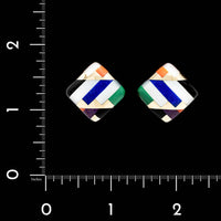 Asch Grossbardt 14K Yellow Gold Estate Gemstone Inlay Earrings