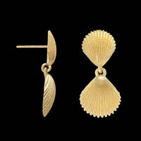 14K Yellow Gold Estate Shell Drop Earrings