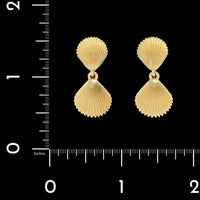 14K Yellow Gold Estate Shell Drop Earrings