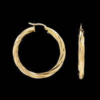 18K Yellow Gold Estate Twisted Hoop Earrings