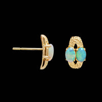 14K Yellow Gold Estate Opal Earrings