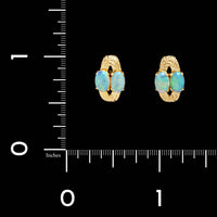 14K Yellow Gold Estate Opal Earrings