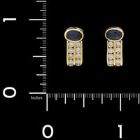 18K Yellow Gold Estate Sapphire and Diamond Earrings