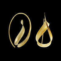 Nancy Linkin 14K Yellow Gold Estate Anticlastic Formed Drop Earrings