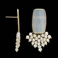 Donna Chambers 14K Yellow Gold Estate Mother of Pearl and Cultured Freshwater Pearl Earrings