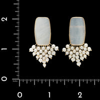 Donna Chambers 14K Yellow Gold Estate Mother of Pearl and Cultured Freshwater Pearl Earrings