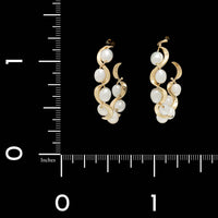 Tom Kruskal 14K Yellow Gold Estate Cultured Freshwater Pearl Small Ruffle Hoop Earrings