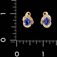 14K Yellow Gold Estate Tanzanite and Diamond Earrings