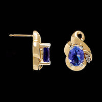 14K Yellow Gold Estate Tanzanite and Diamond Earrings