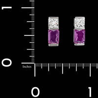 14K White Gold Estate Pink Sapphire and Diamond Earrings