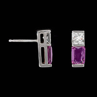 14K White Gold Estate Pink Sapphire and Diamond Earrings