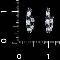 14K White Gold Estate Sapphire and Diamond Inside Outside Hoops