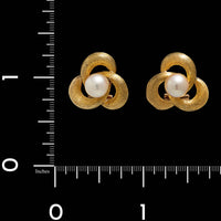 18K Yellow Gold Estate Cultured Pearl Earrings