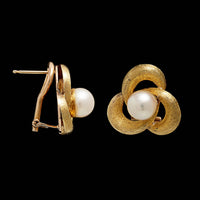 18K Yellow Gold Estate Cultured Pearl Earrings