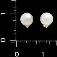 18K Yellow Gold Estate Cultured South Sea Pearl Earrings