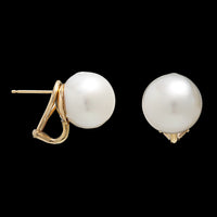 18K Yellow Gold Estate Cultured South Sea Pearl Earrings