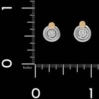 Platinum and 18K Yellow Gold Estate Diamond Stud Earrings