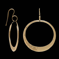 Ed Levin 14K Yellow Gold Estate Hammered Circle Drop Earrings