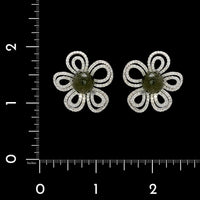 18K White Gold Estate Prasiolite and Diamond Earrings