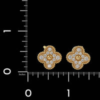Van Cleef & Arpels 18K Yellow Gold Estate Vintage Alhambra Diamond Earrings