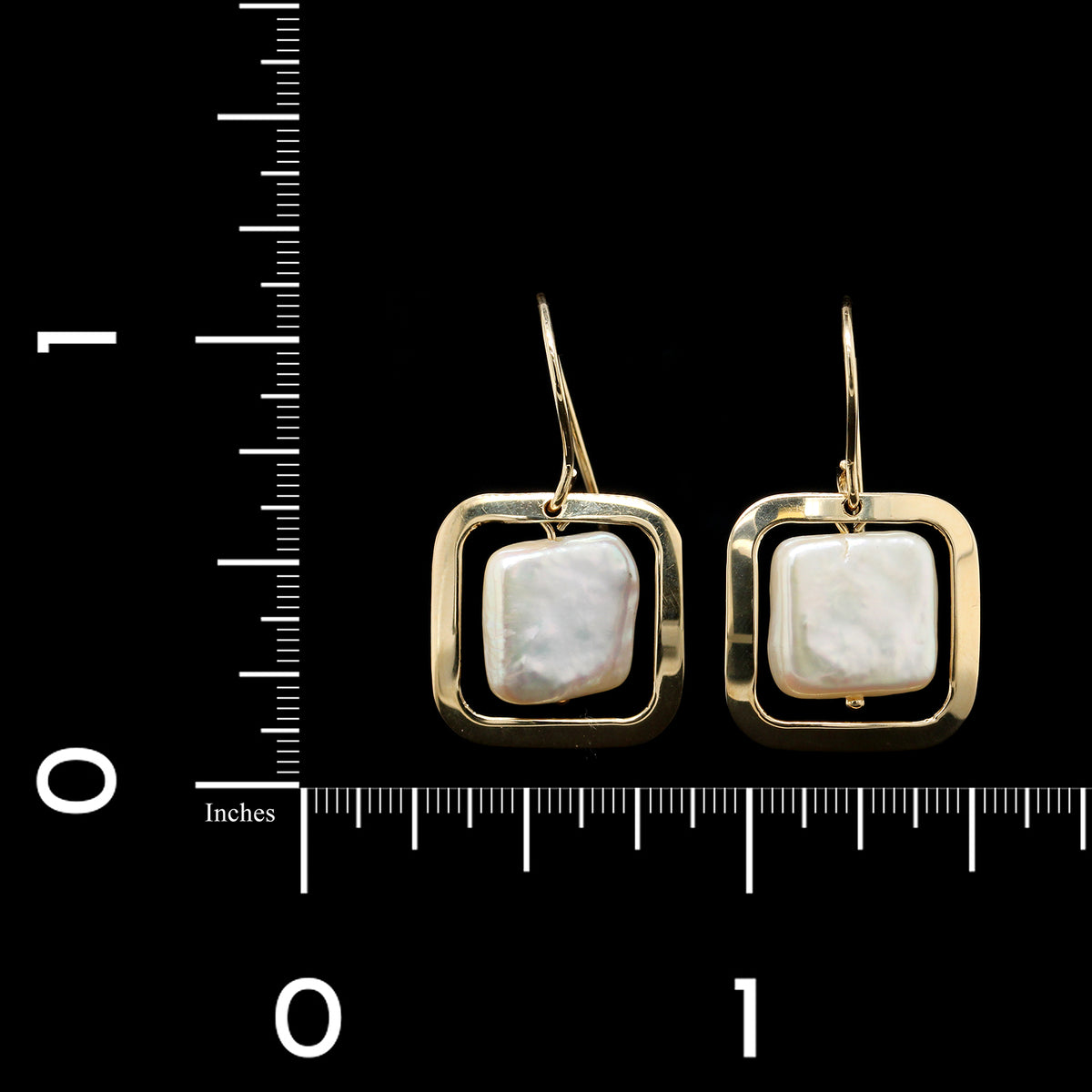 14K Yellow Gold Estate Cultured Freshwater Pearl Drop Earrings