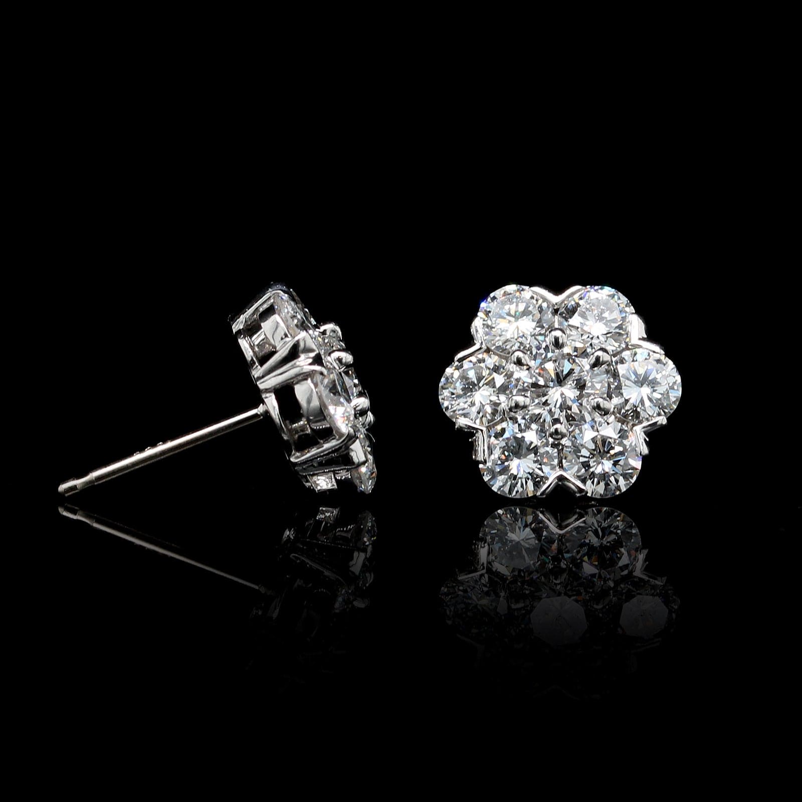 Van Cleef & Arpels 18K White Gold Estate Diamond Fleurette Earrings