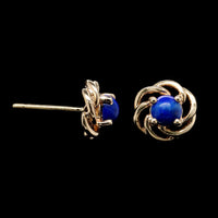 14K Yellow Gold Estate Lapis Earrings