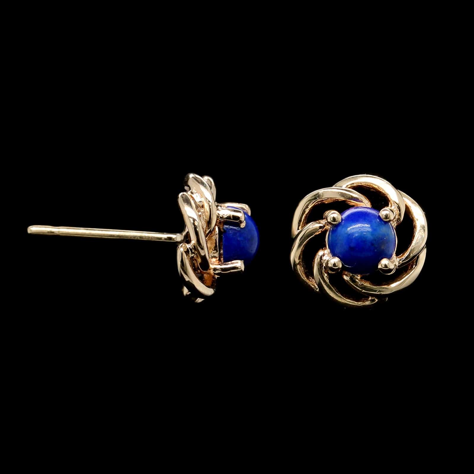 14K Yellow Gold Estate Lapis Earrings