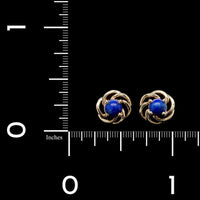 14K Yellow Gold Estate Lapis Earrings