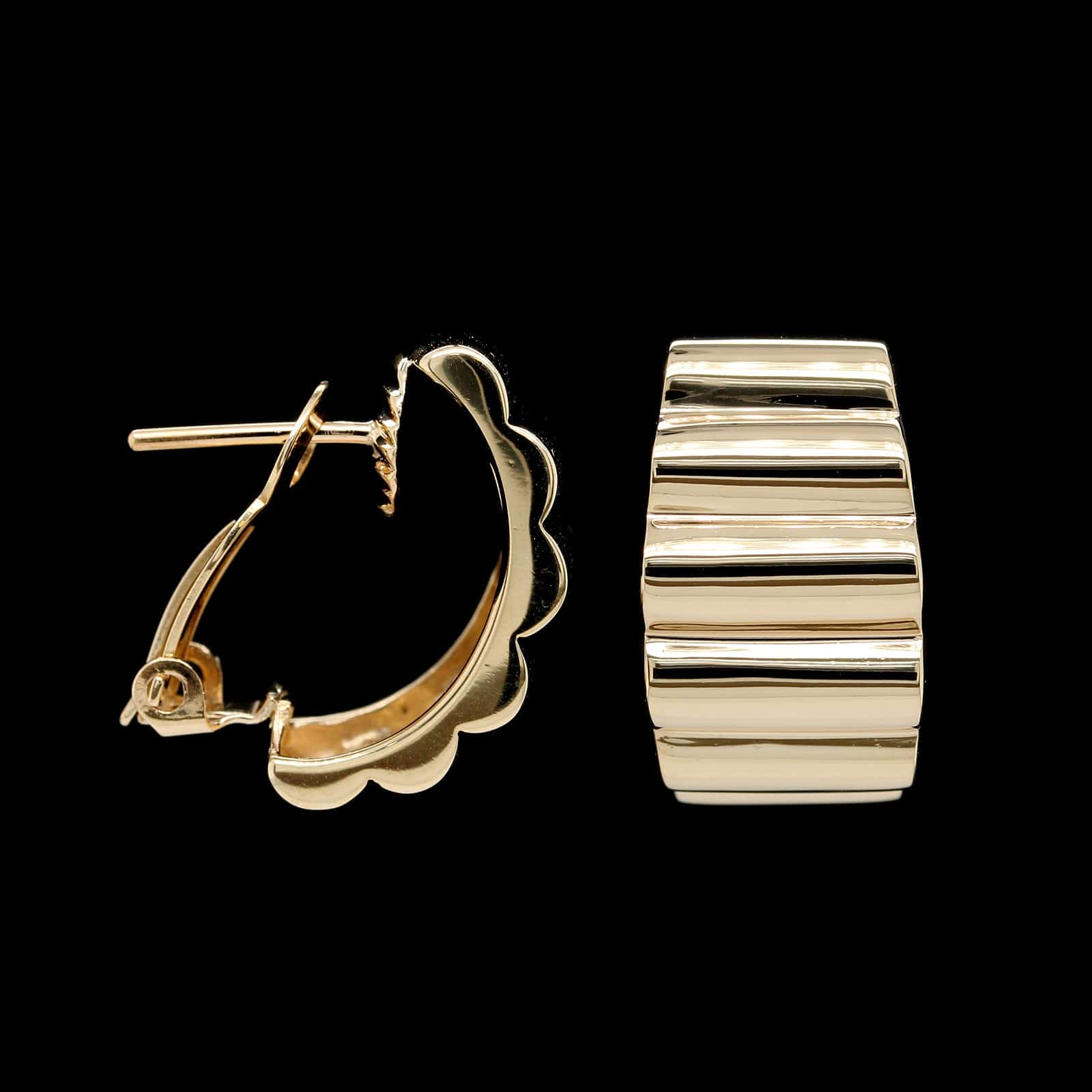 14K Yellow Gold Estate Ribbed Earrings
