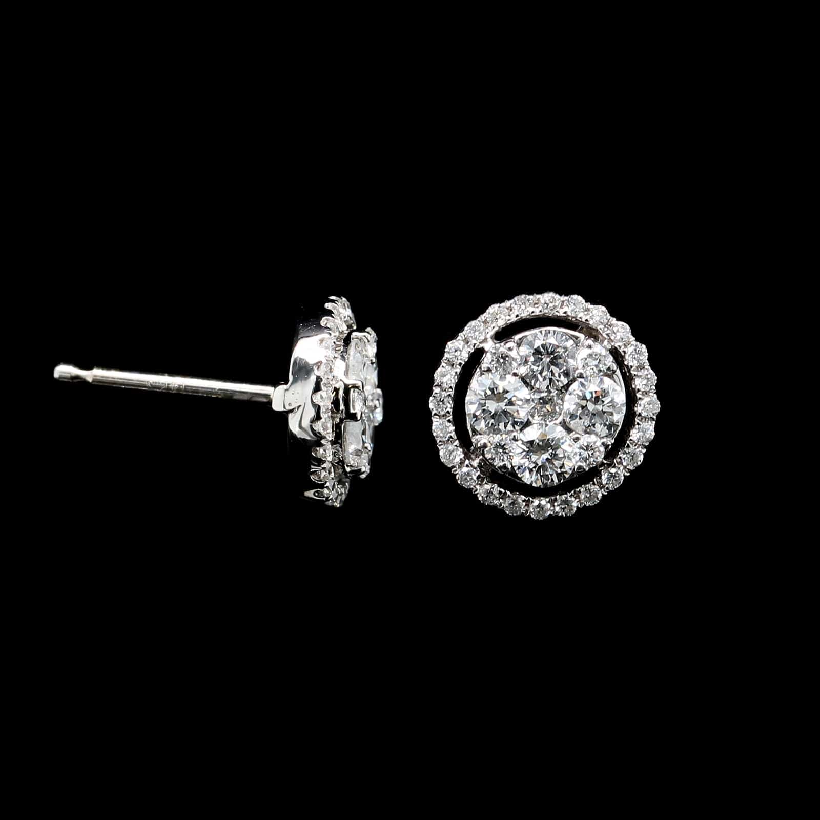 14K White Gold Estate Diamond Earrings