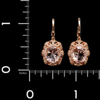 14K Rose Gold Estate Morganite and Diamond Earrings