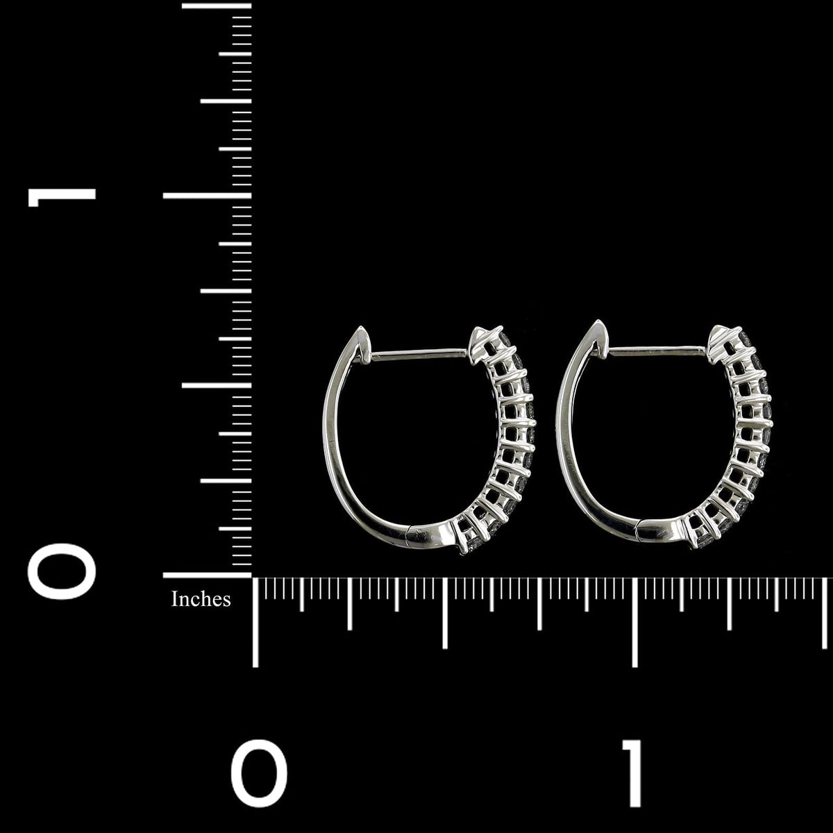 14K White Gold Estate Diamond Hoops