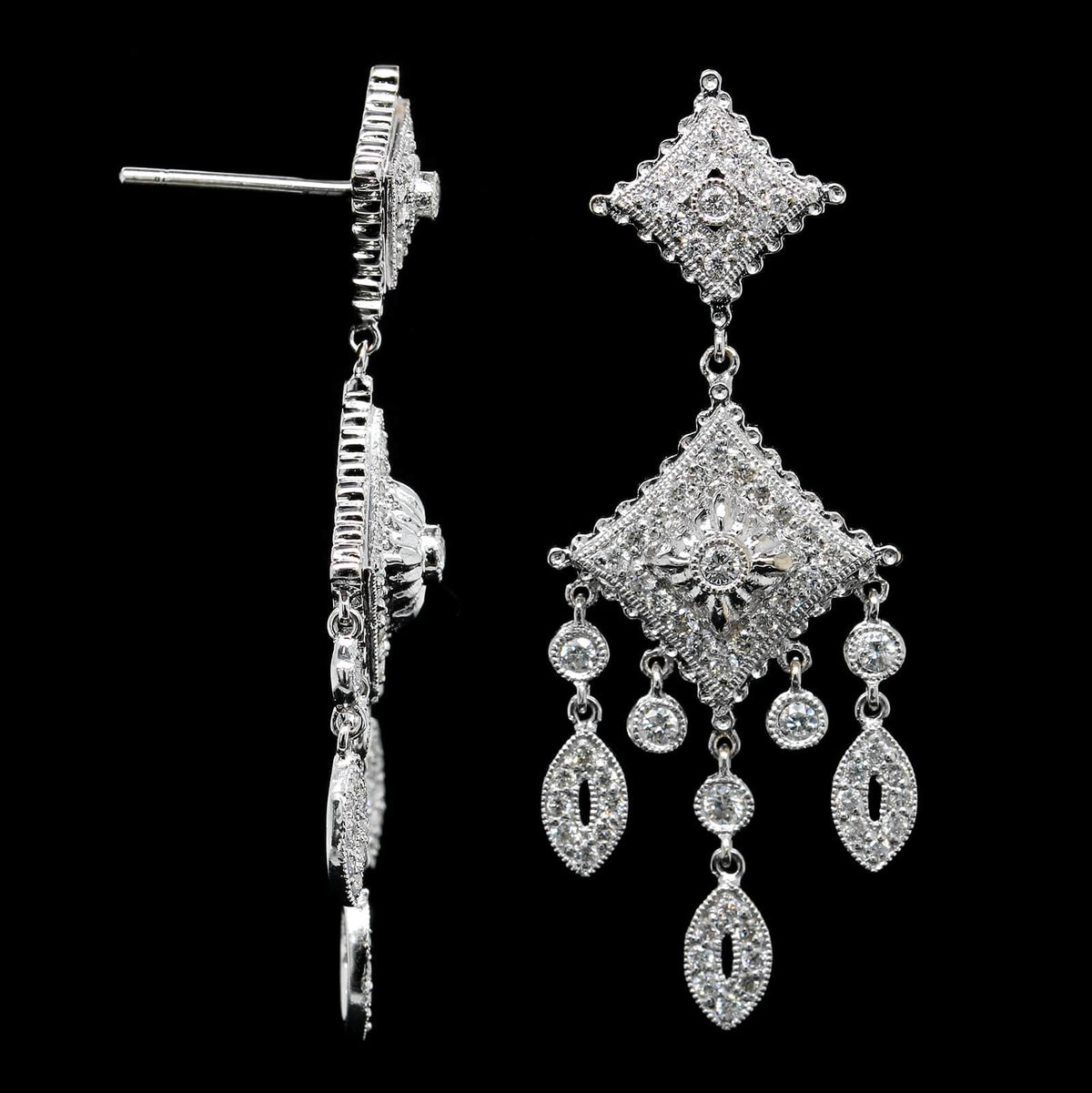 18K White Gold Estate Diamond Earrings