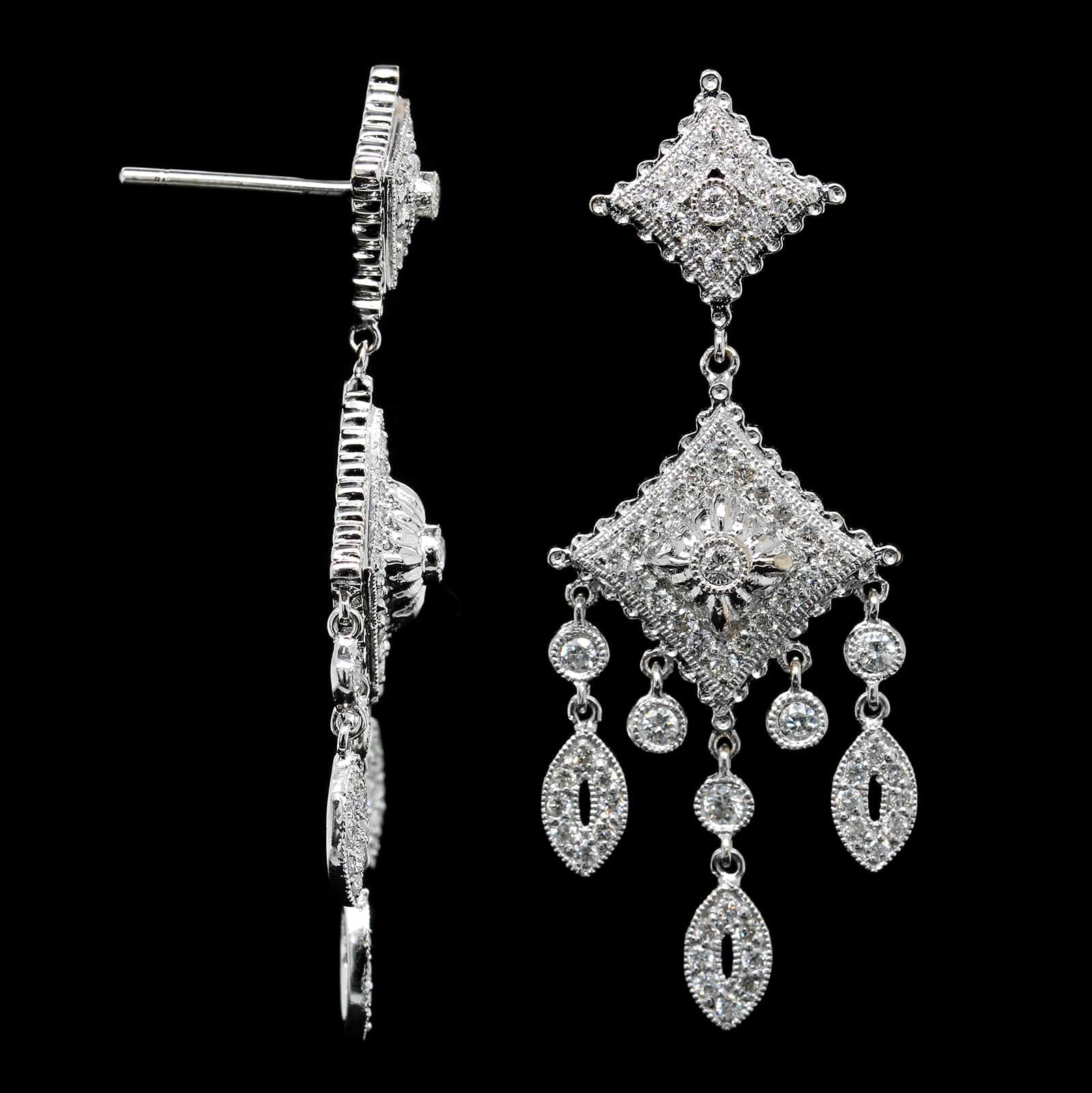 18K White Gold Estate Diamond Earrings
